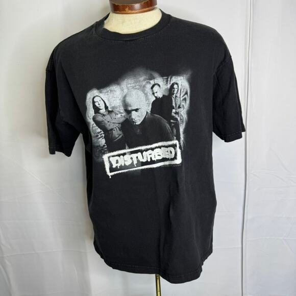 Disturbed Vintage 2000s Band Tee Cygnus Tag Black Graphic T-Shirt XL - Picture 1 of 6